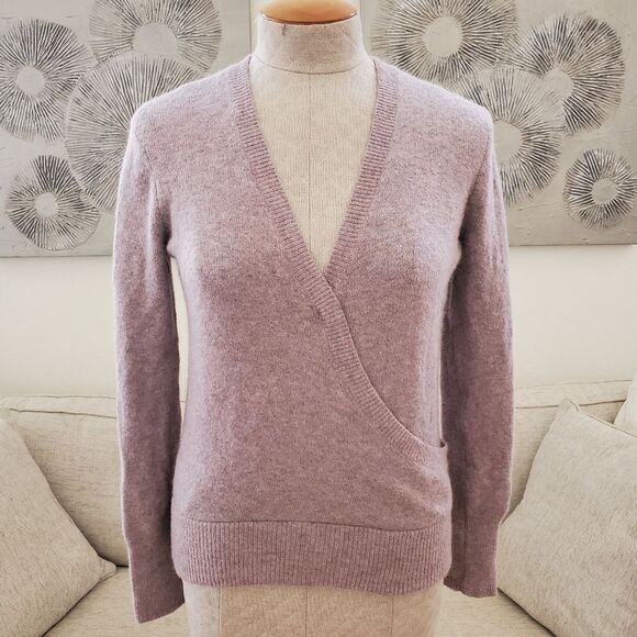 Madewell Coziest Yarn Faux Wrap Pullover Sweater - size Small in Mauve - Picture 6 of 14